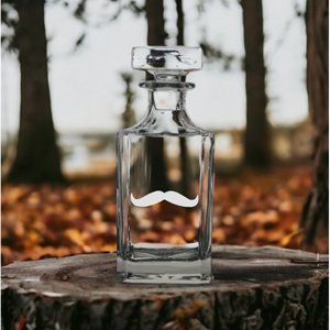 Mustache Decanter 26 Oz Bourbon Whisky Glass Man Customize Premium NEW